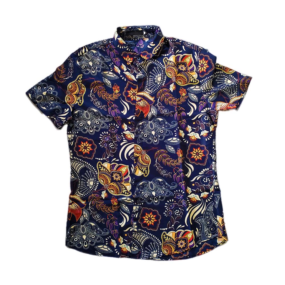 Printed Collar Neck Men's Shirt (Size: L) - Okmall